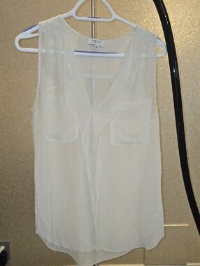 Babaton Sheer V-Neck Sleeveless Top in Ivory/Cream